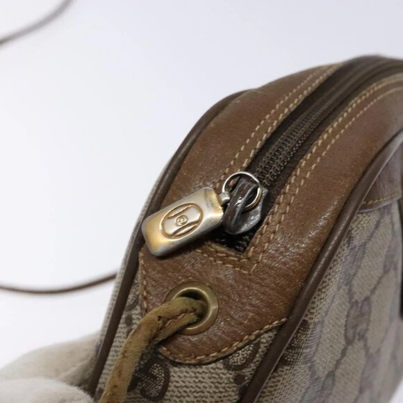 GUCCI GG Supreme Web Sherry Line Shoulder Bag PVC Beige - Picture 9 of 16